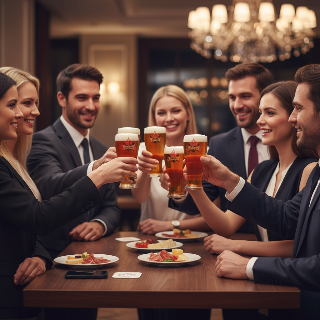 Corporate event with frosted glassware