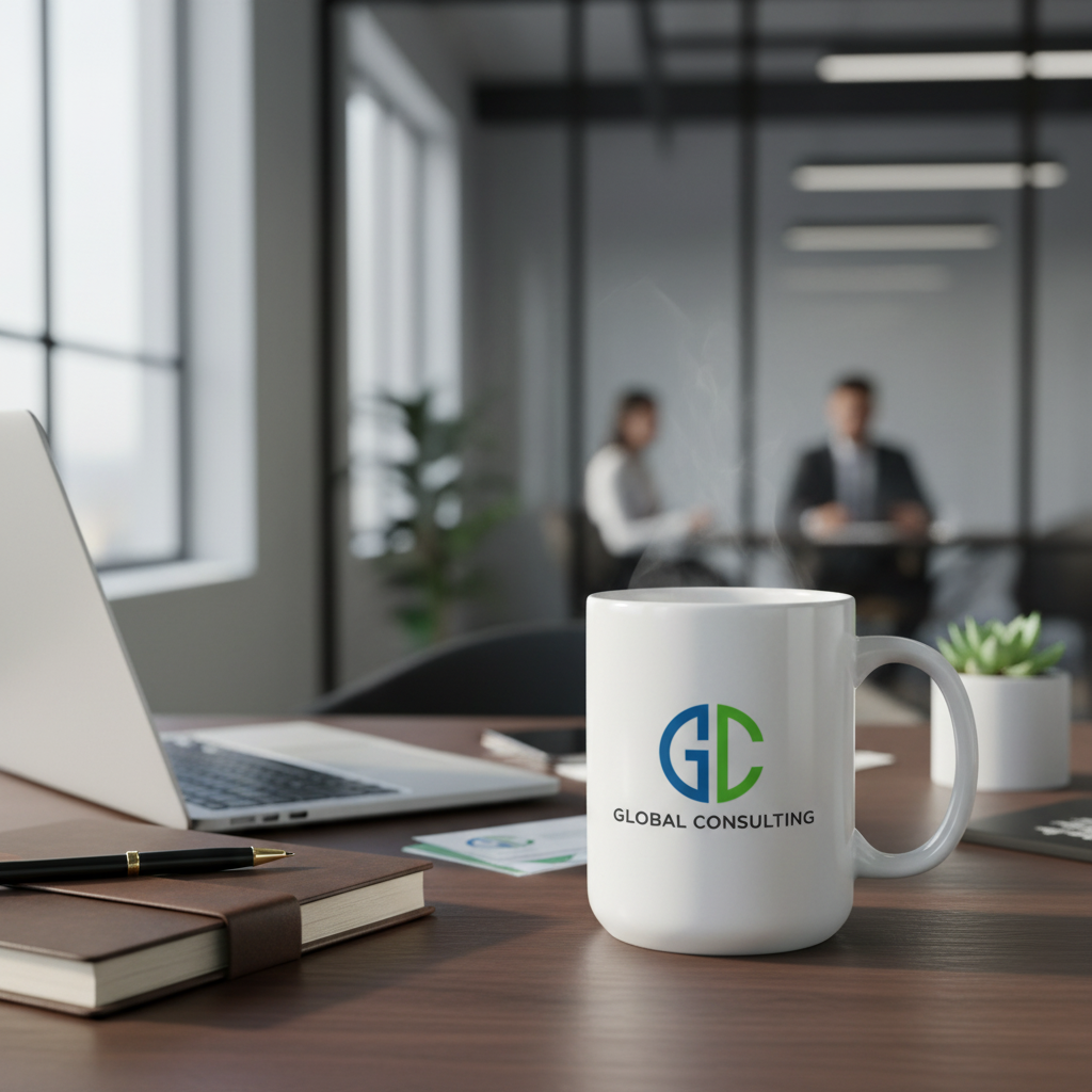 Corporate office with jumbo mug