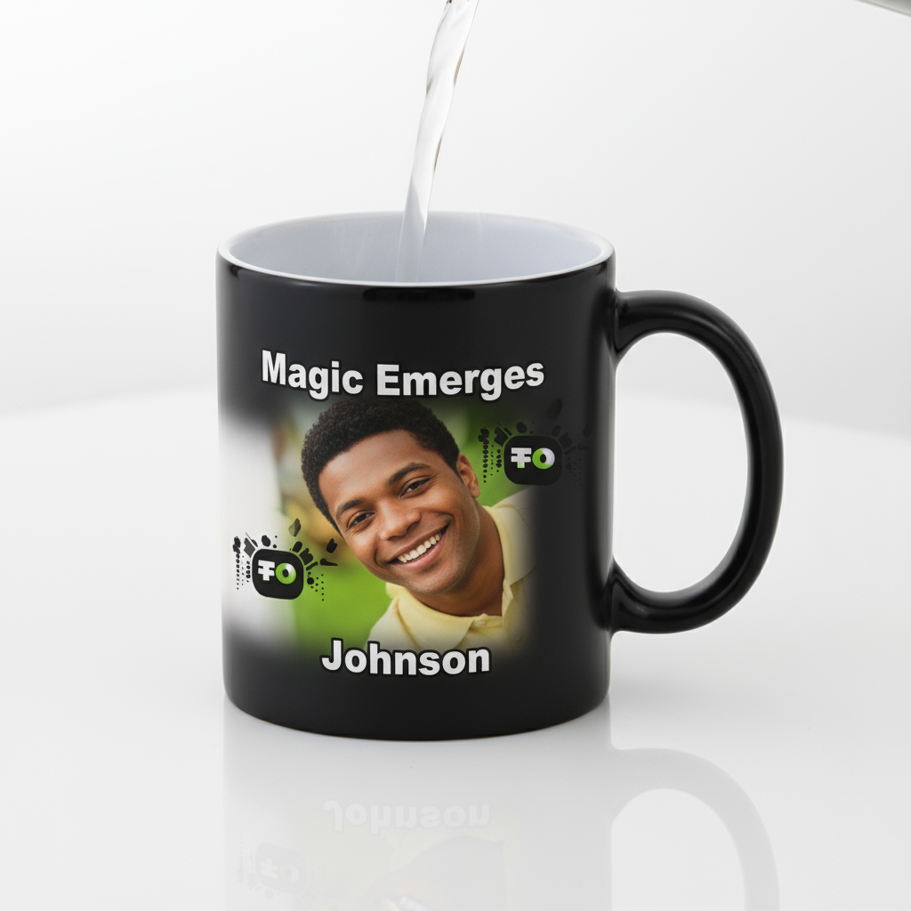 Glossy Black Magic Mugs 11oz | Custom Photo Reveal | Heat-Sensitive Gifts SA