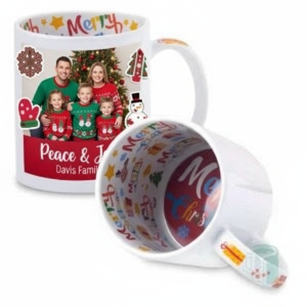 Christmas Coffee Mugs 11oz | Custom Photo & Name Printing | Festive Gifts SA
