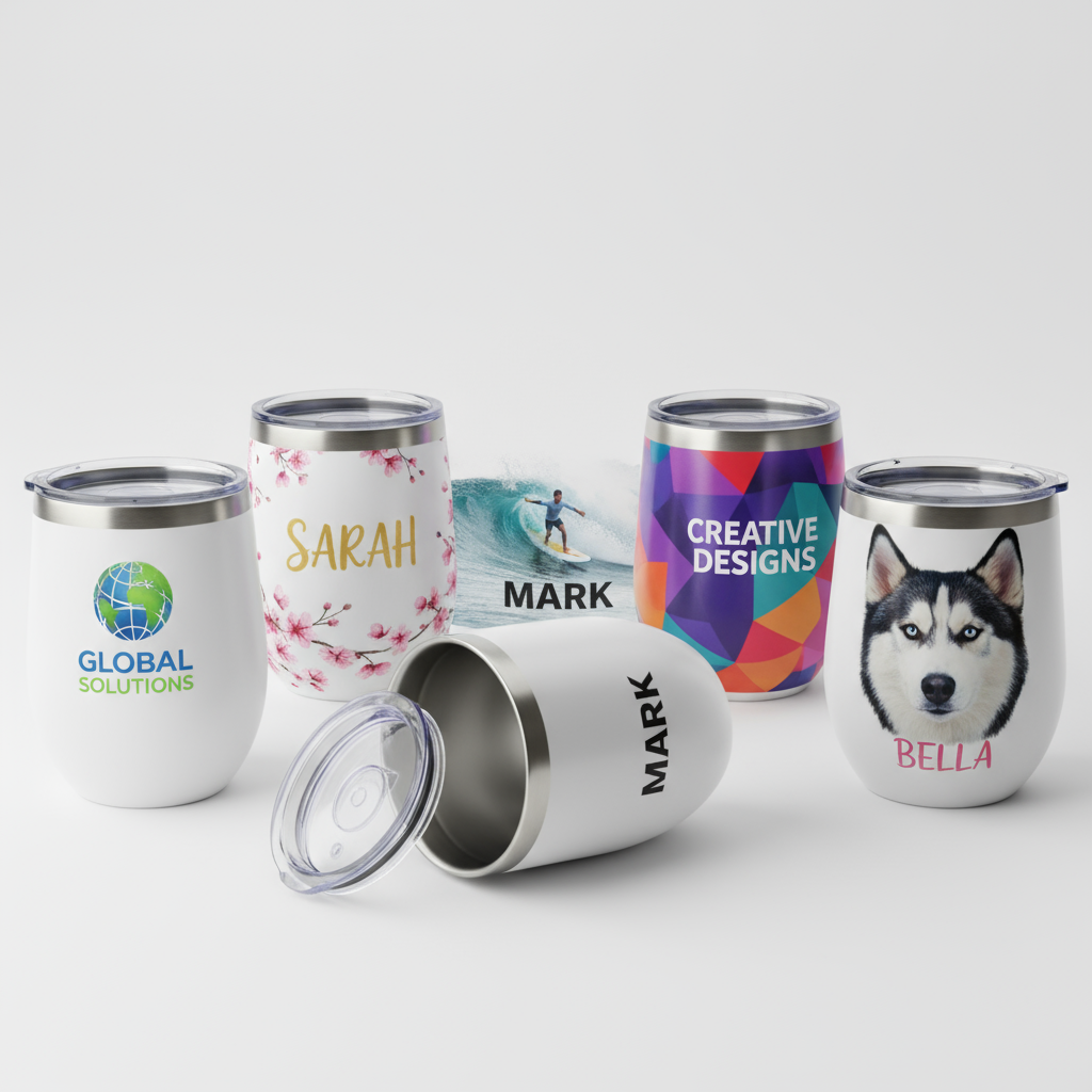 Personalized Wine Tumbler - Custom Logo & Name Stainless Steel Drinkware