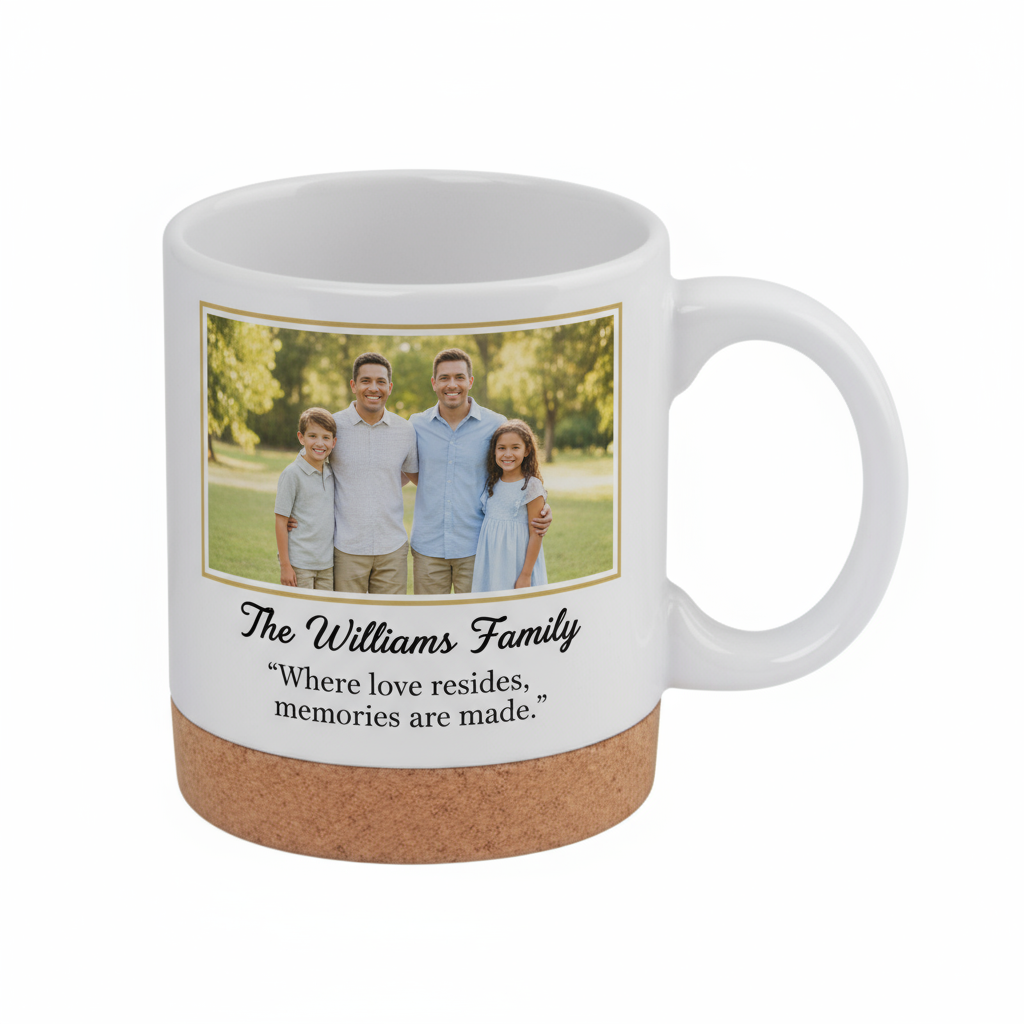 Cork Base Coffee Mugs 11oz | Custom Photo & Name Printing | Eco-Friendly Gifts SA