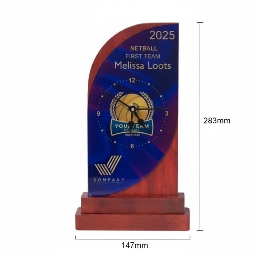 Professional front view of 3D trophy clock