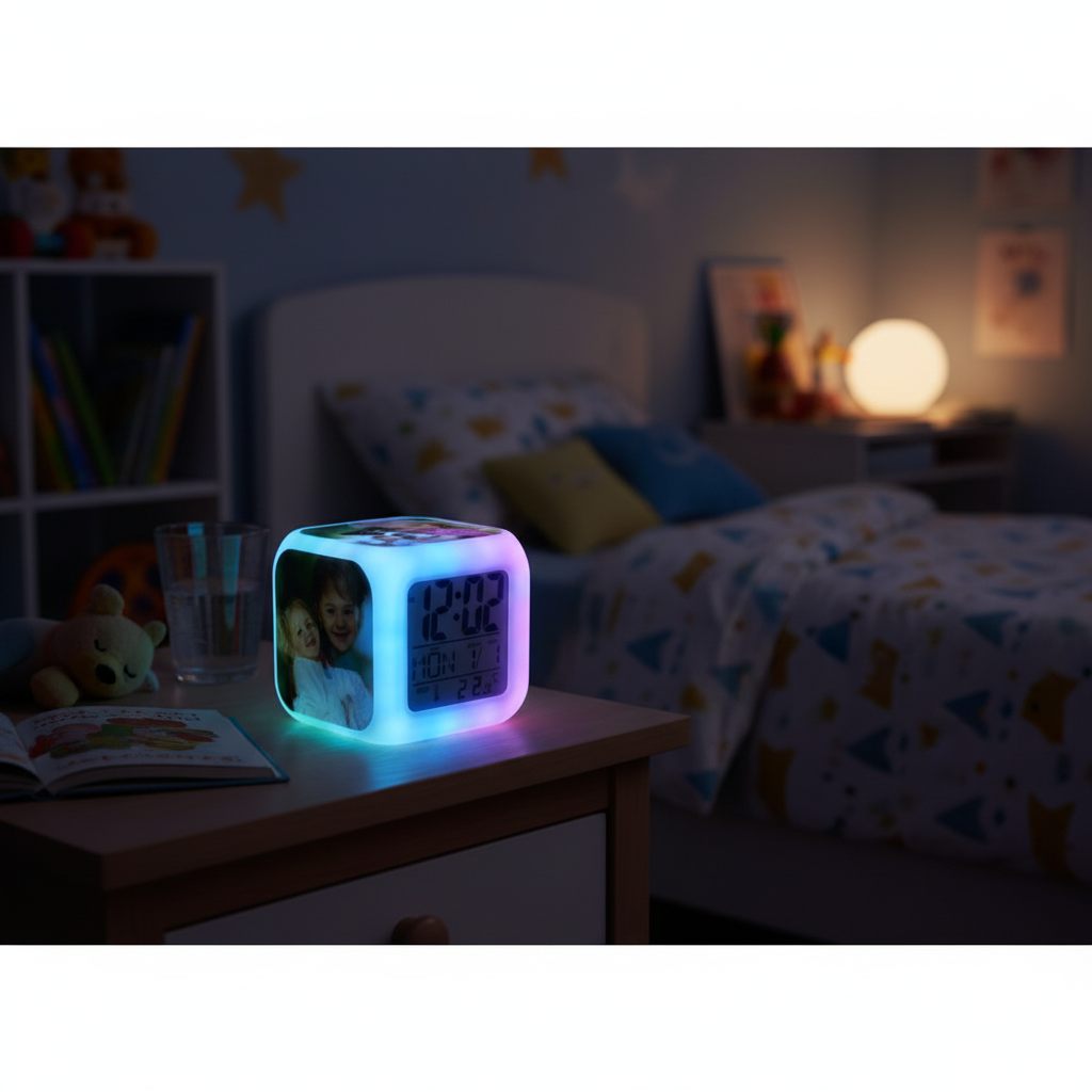 Kids bedside table with LED glow