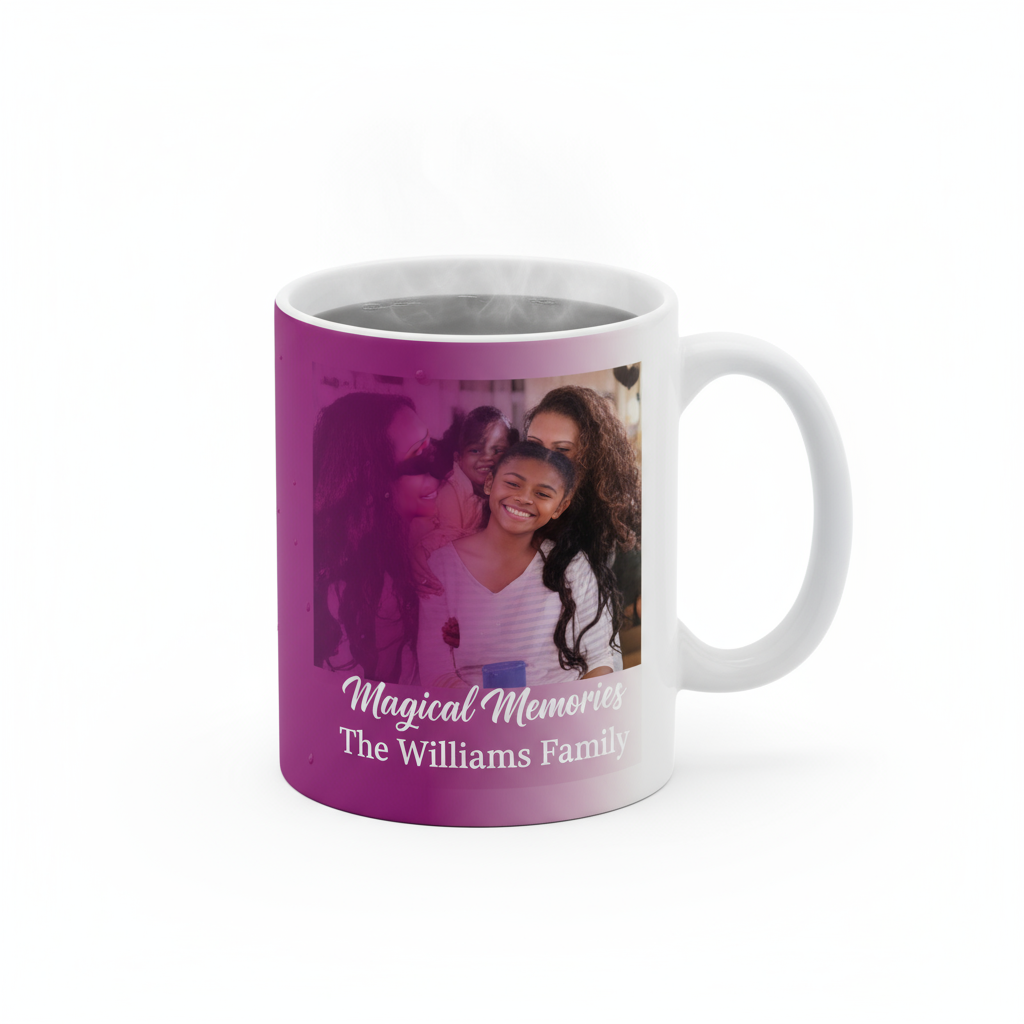 Personalized Magic Purple Color-Changing Mug - Custom Photo & Name - 11oz Heat-Sensitive