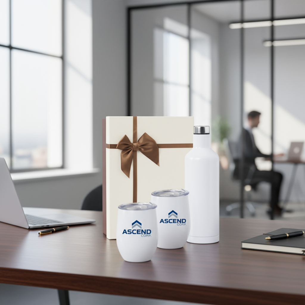 Corporate office with gift set