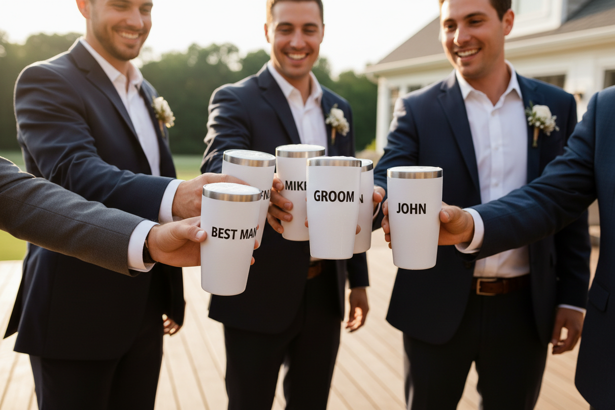 Groomsmen - White Metal Tumblers