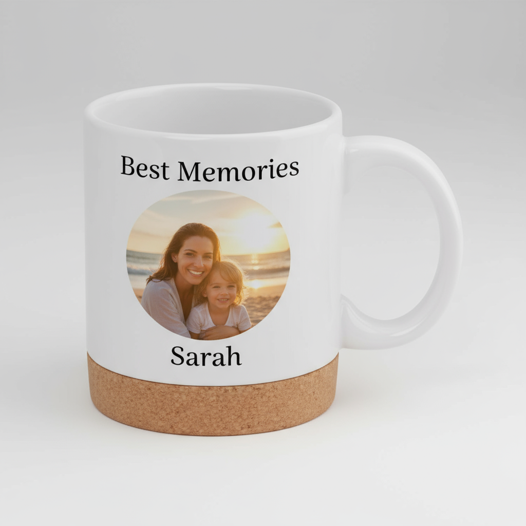 Cork Base Coffee Mugs 11oz | Custom Photo & Name Printing | Eco-Friendly Gifts SA