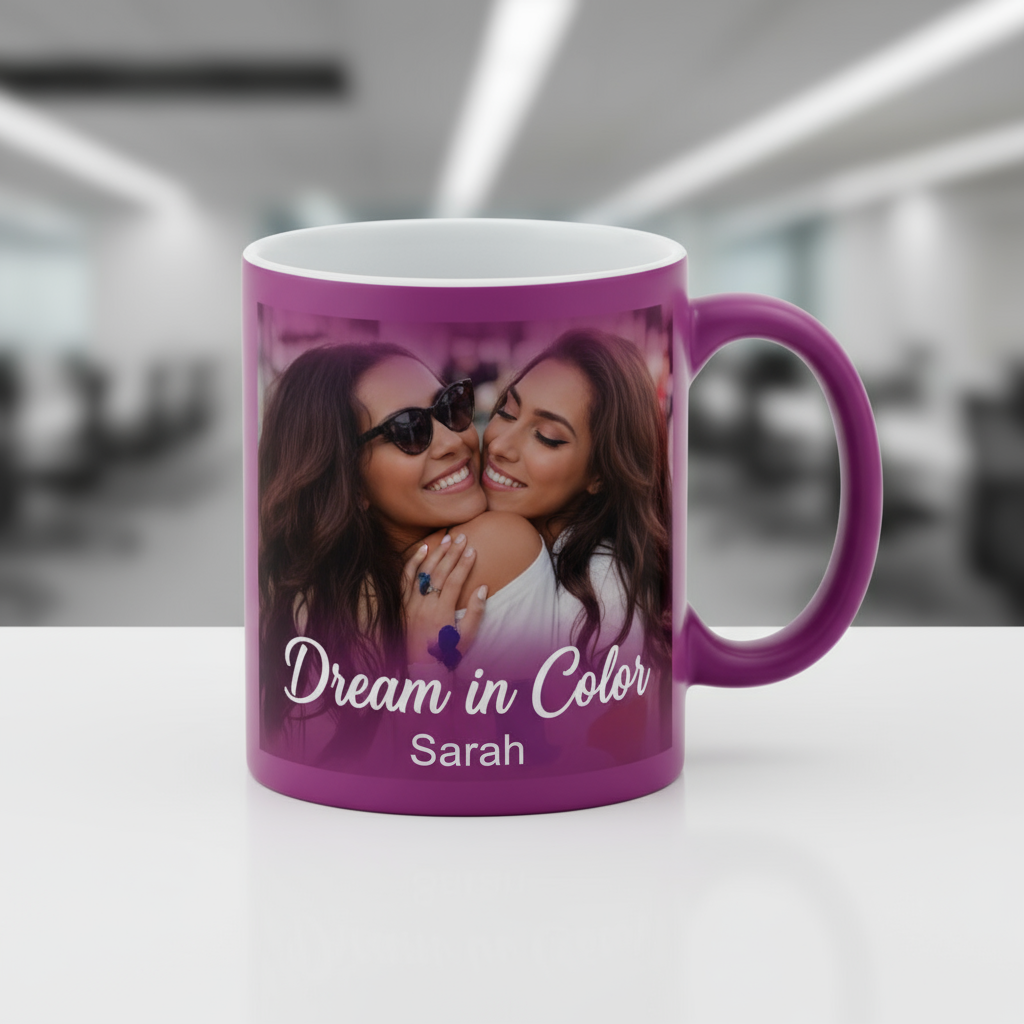 Personalized Magic Purple Color-Changing Mug - Custom Photo & Name - 11oz Heat-Sensitive