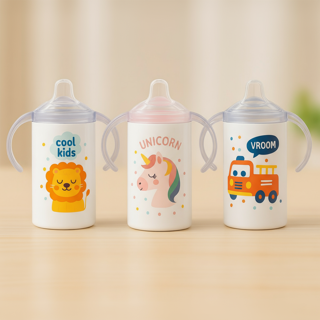 Personalized 12 oz Slim Kids Sippy Cup - Custom Photo & Name Toddler Drinkware