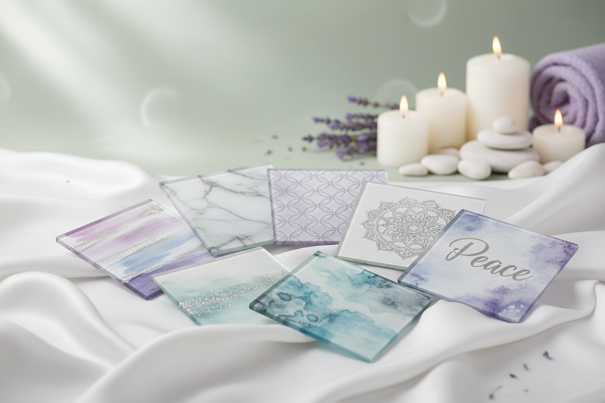 Premium Square Smooth Glass Coasters - 6 Pack Sublimated Sets | 99mm Luxury Coasters