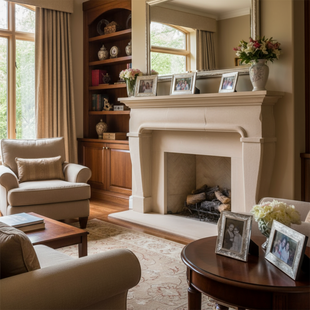 Luxury home display with family photos
