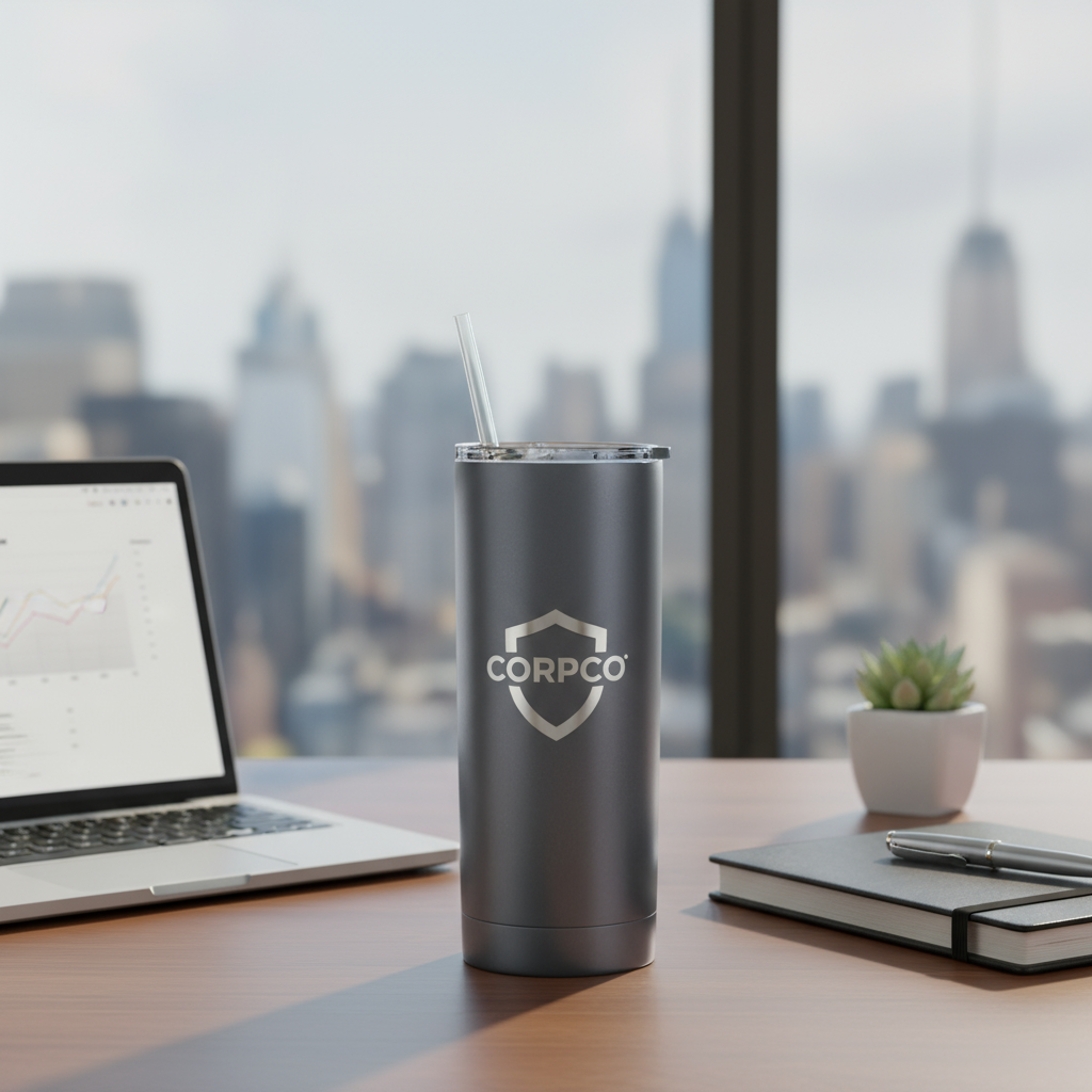Corporate office with skinny tumbler