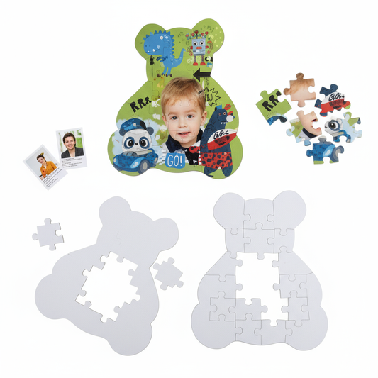 Personalized Teddy Bear Cardboard Puzzle - Custom Photo & Name Gift