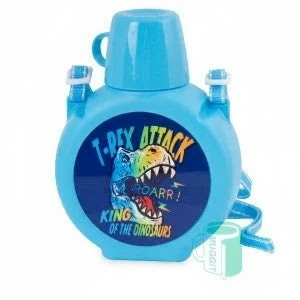 Professional front view of blue polymer kids bottle