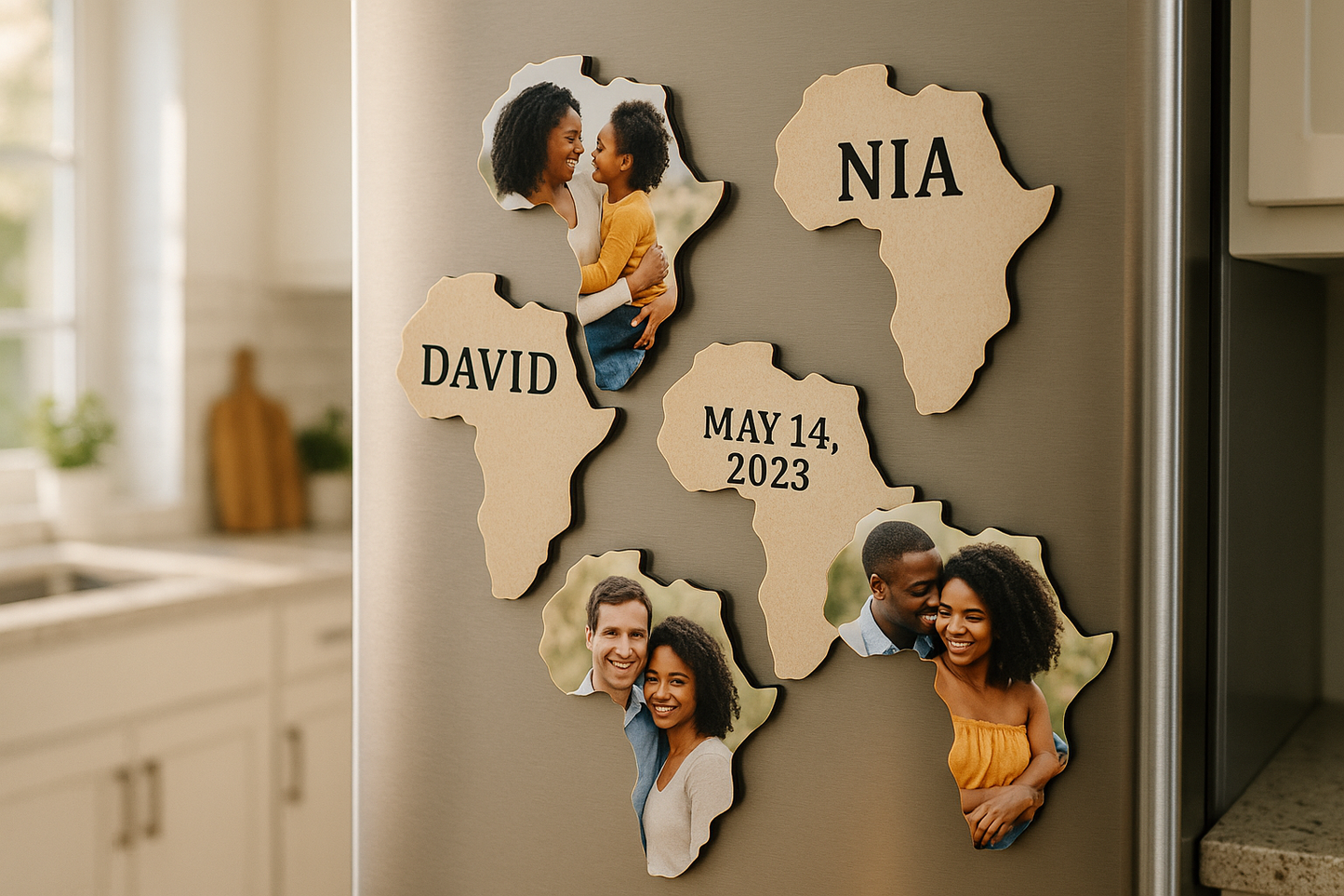 Lifestyle photo of magnets on fridge