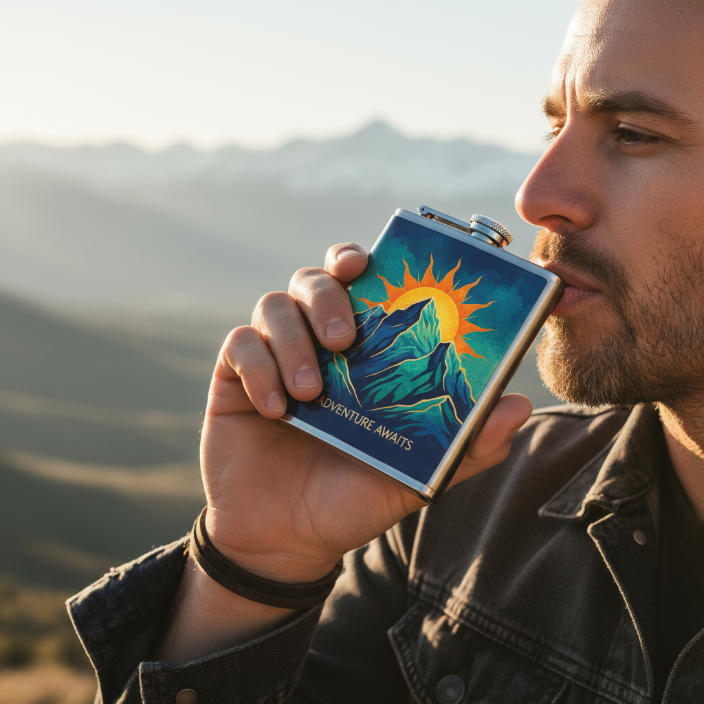 Man using personalized flask