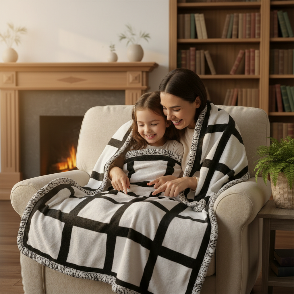 Mother and Daughter with Memory Blanket
