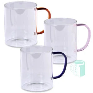 Custom Clear Glass Mugs 13oz with Colored Handles - Personalized Photo & Logo Printing | Corporate, Restaurants & Gifts | Made in South Africa