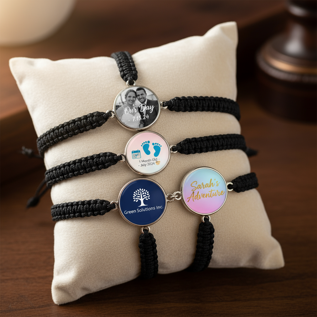 Multiple fabric bracelets showing variety