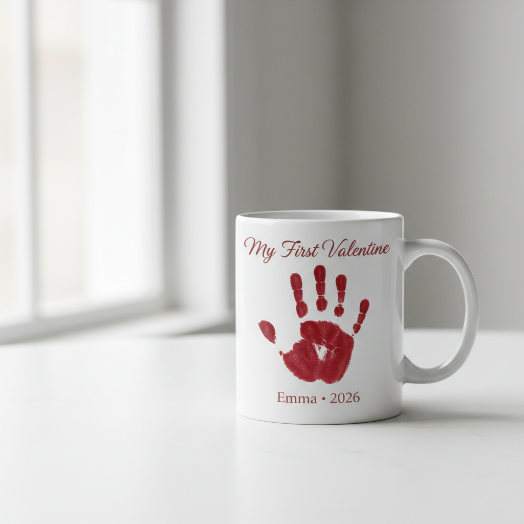 My First Valentine Handprint Mug