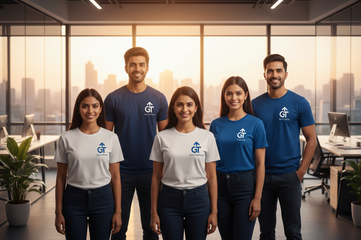 Professional Corporate Team in Custom T-Shirts