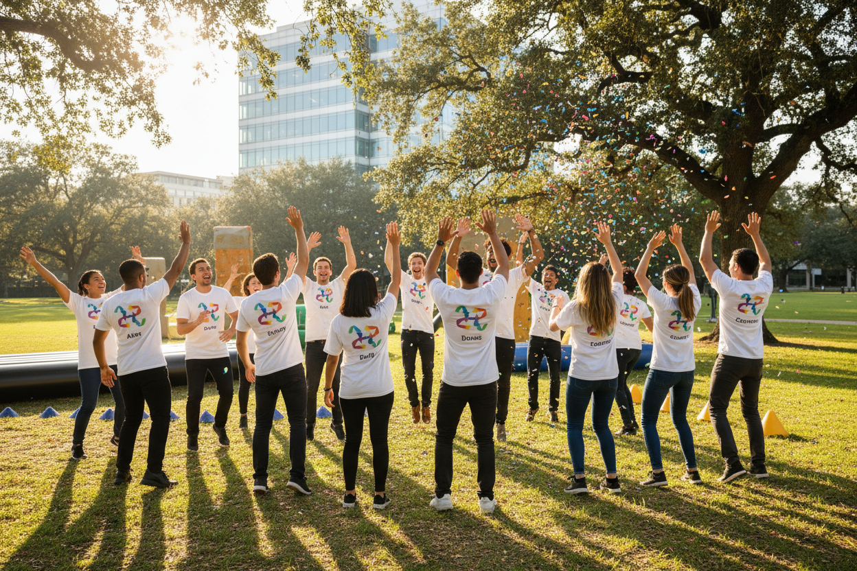 Team Building with Custom White T-Shirts