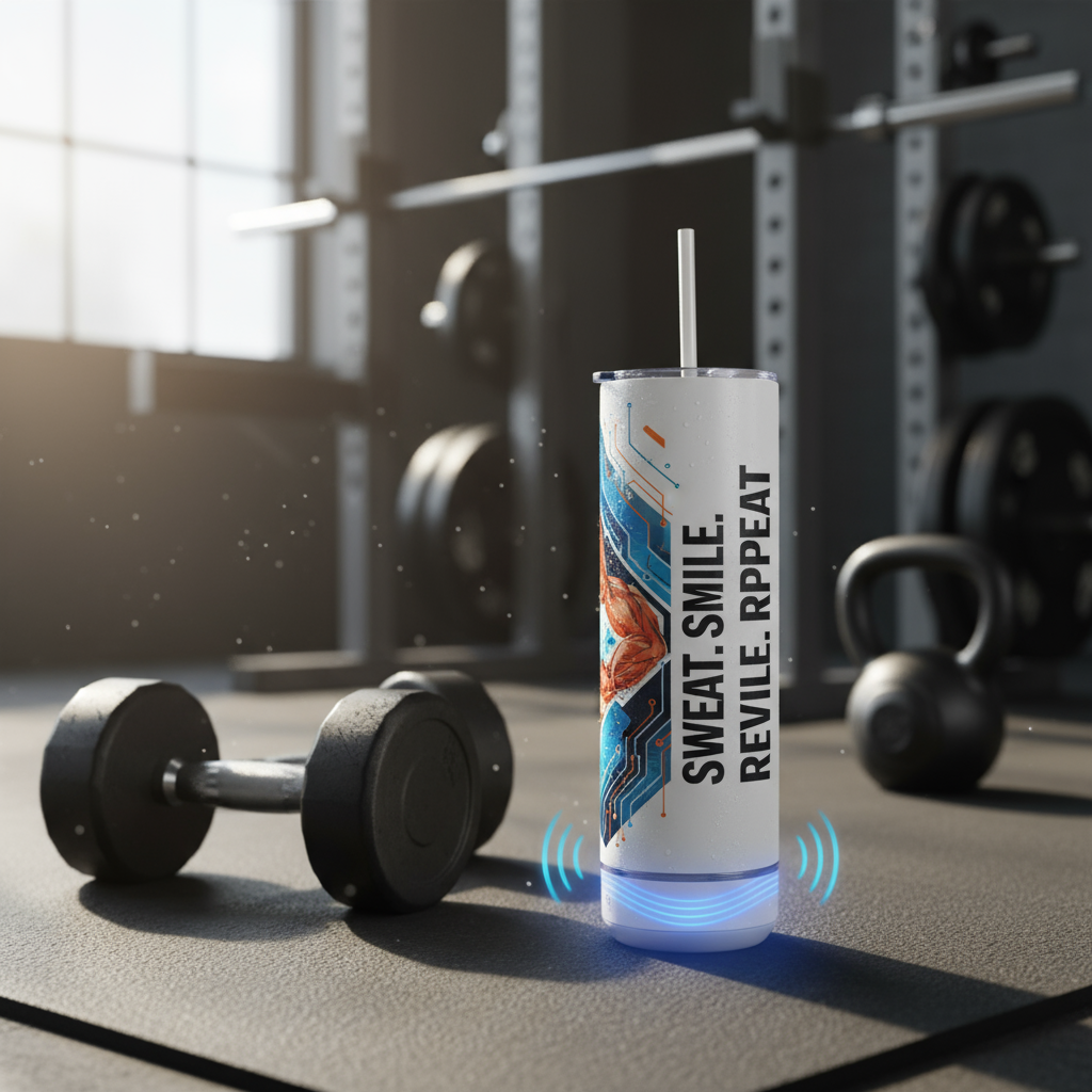 Tumbler with gym fitness theme