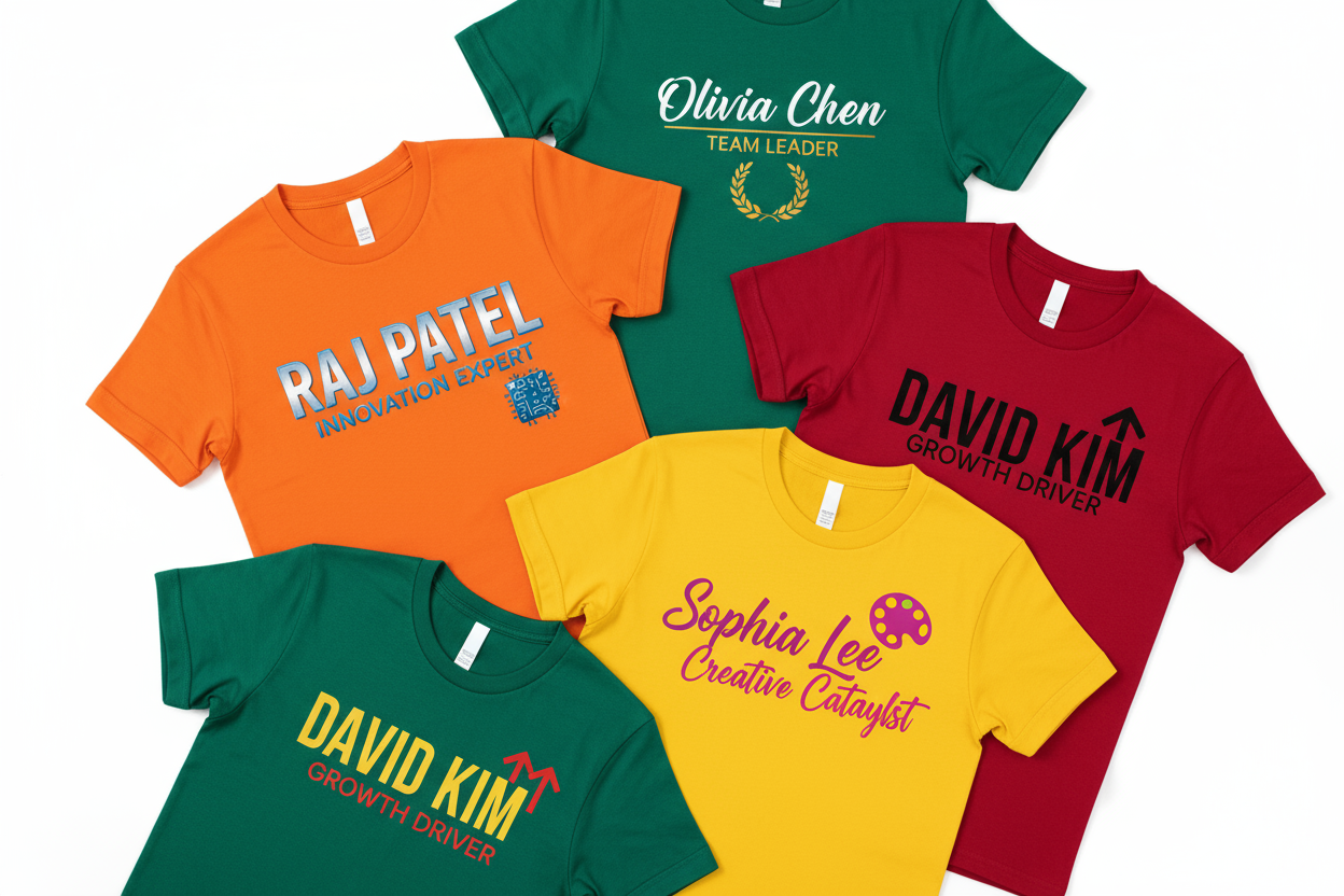 Vibrant Custom T-Shirts Flat Lay