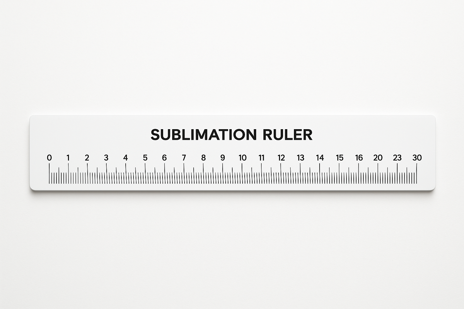 White Sublimation Ruler 30cm - Front View